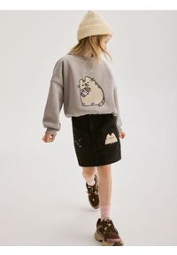 Reserved - Sztruksowa spódnica Pusheen - ciemnoszary. Kolor: szary. Materiał: sztruks #1