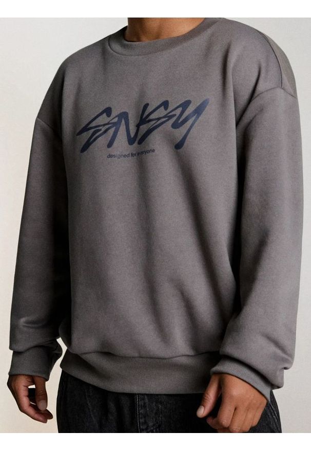 Sinsay - Bluza z napisem - szary. Kolor: szary. Wzór: napisy