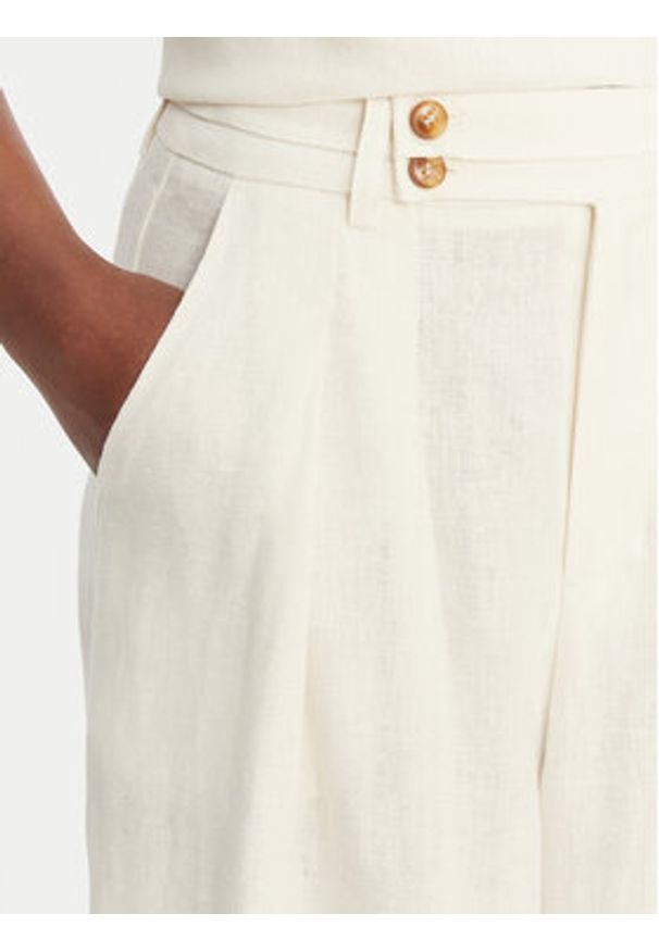 Eleh Spodnie palazzo SS260318 Biały Wide Leg. Kolor: biały. Materiał: len