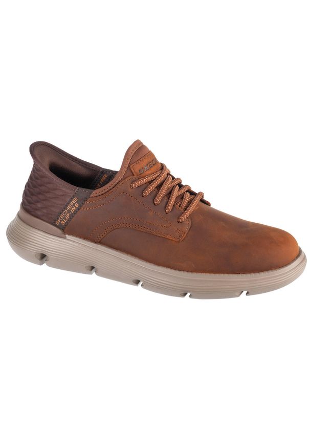 skechers - Buty do chodzenia męskie Skechers Garza Gervin Dark Brown. Kolor: brązowy. Sport: turystyka piesza