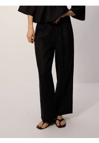 Reserved - Lniane spodnie - czarny. Kolor: czarny. Materiał: len