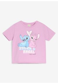 bonprix - T-shirt z motywem Disney'a Stitch & Angel. Kolor: fioletowy. Długość rękawa: krótki rękaw. Długość: krótkie. Wzór: motyw z bajki #1