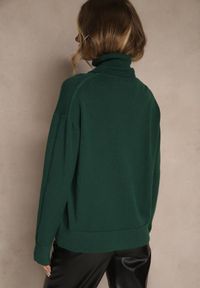 Renee - Zielony Golf z Dodatkiem Kaszmiru z Przeszyciami po Bokach Avenella. Okazja: na spotkanie biznesowe. Typ kołnierza: golf. Kolor: zielony. Materiał: kaszmir. Styl: biznesowy, klasyczny, elegancki #5