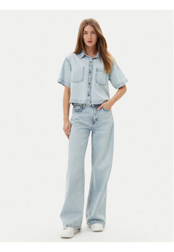 Guess Koszula W5GH0F D5M83 Niebieski Regular Fit. Kolor: niebieski. Materiał: bawełna