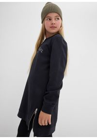 bonprix - Sukienka dresowa z czystej bawełny organicznej. Kolor: czarny. Materiał: dresówka, bawełna