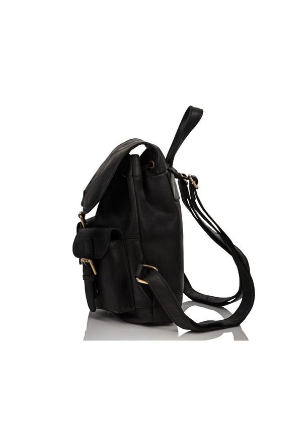 Zestaw damski skórzany PAOLO PERUZZI ZZ-06 czarny plecak i portfel. Kolor: czarny. Materiał: skóra. Styl: elegancki, vintage, klasyczny, retro