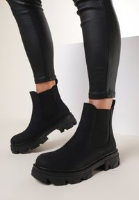 Renee - Czarne Botki Laomereisis. Nosek buta: okrągły. Kolor: czarny. Materiał: jeans. Szerokość cholewki: normalna #1