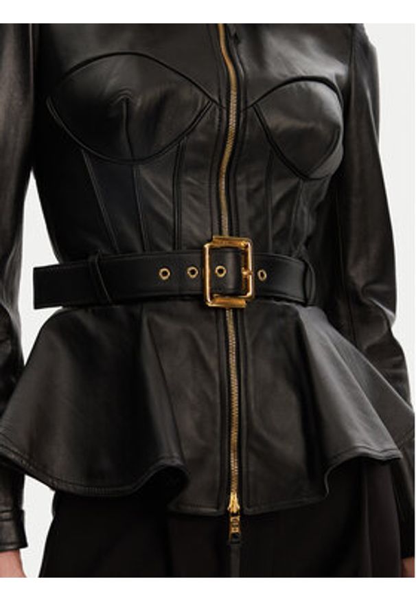 Elisabetta Franchi Kurtka skórzana GD-46Z-51E2-V1300 Czarny Regular Fit. Kolor: czarny. Materiał: skóra
