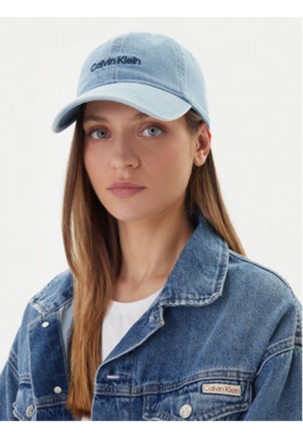 Calvin Klein Czapka z daszkiem Small Monogram LV04K5065G Niebieski. Kolor: niebieski. Materiał: bawełna