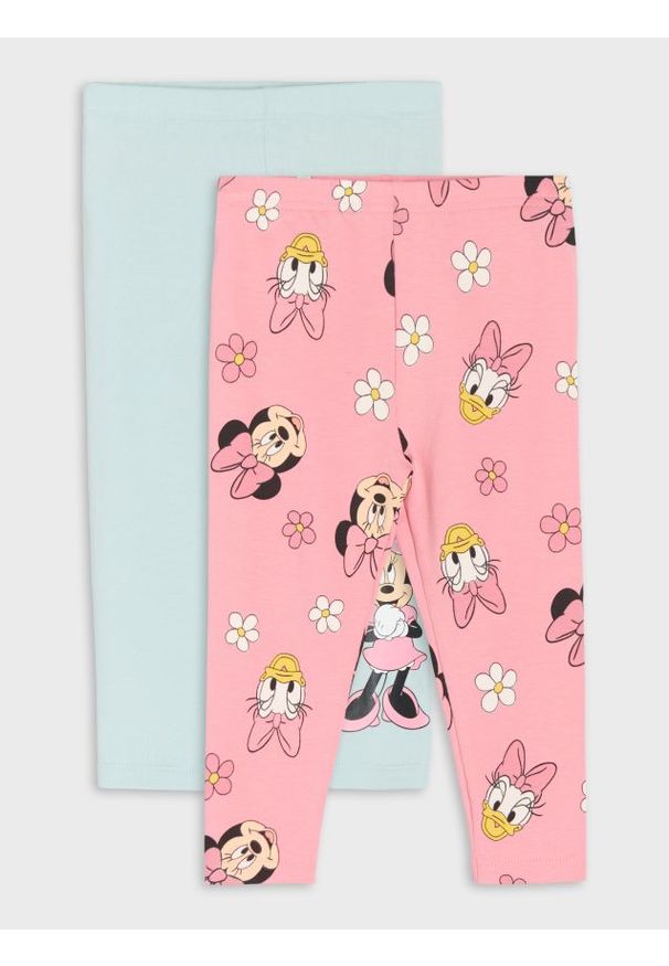 Sinsay - Bawełniane legginsy 2 pack Minnie and Daisy - zielony. Kolor: zielony. Materiał: bawełna