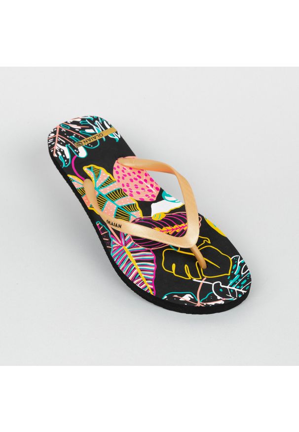 Japonki damskie Decathlon 120 Cala. Okazja: na plażę. Kolor: czarny. Styl: sportowy