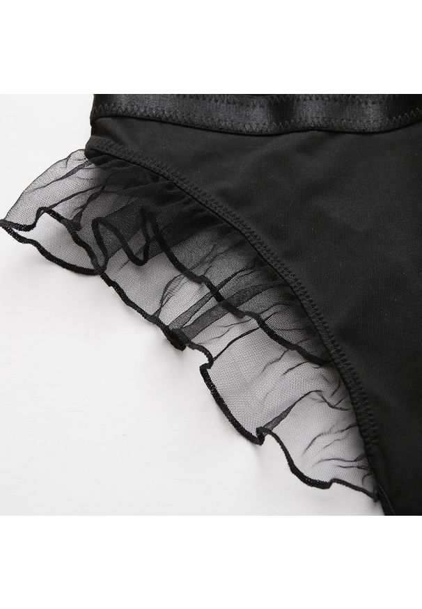 Intica - Body z siateczką regulowane ramiączka eleganckie Averyl. Kolor: czarny. Materiał: materiał, tkanina