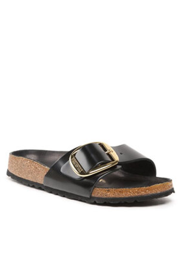 Birkenstock Klapki Madrid 1022650 Czarny. Kolor: czarny. Materiał: lakier, skóra