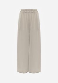 Renee - Jasnozielone Wiskozowe Spodnie Szerokie High Waist Rissalene. Okazja: do pracy, na spotkanie biznesowe. Stan: podwyższony. Kolor: beżowy. Materiał: wiskoza. Styl: biznesowy, elegancki #8