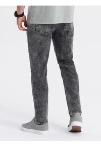 Ombre Clothing - Spodnie męskie jeansowe slim fit z przeszyciem na kolanach - szary V3 - Rozmiar: XL. Kolor: szary. Materiał: jeans. Wzór: aplikacja #3