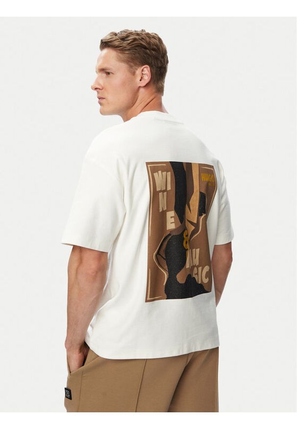 Hugo - HUGO T-Shirt Detzi 50563795 Biały Relaxed Fit. Kolor: biały. Materiał: bawełna