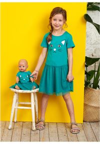 Sukienka dziewczęca + sukienka dla lalki (2 części) bonprix szmaragdowy. Kolor: zielony #5