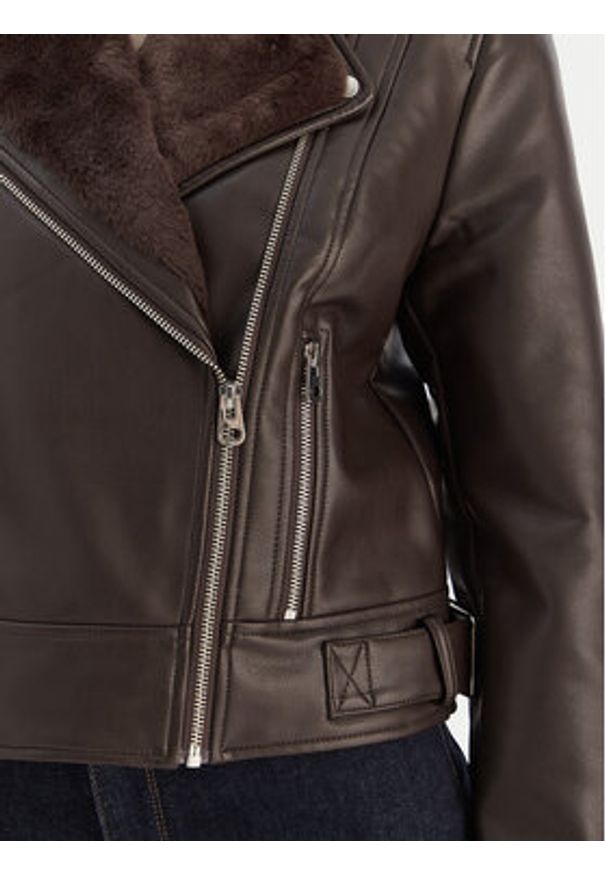 Vero Moda Kurtka z imitacji skóry Hailey 10250405 Brązowy Regular Fit. Kolor: brązowy. Materiał: skóra