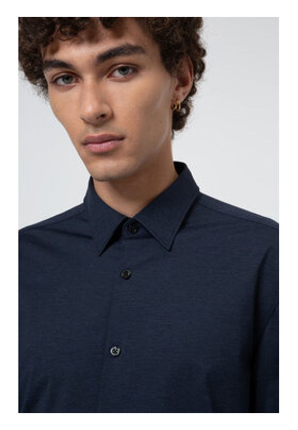 Hugo Koszula Ermo 50438087 Granatowy Slim Fit. Kolor: niebieski. Materiał: syntetyk