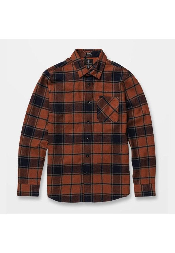 Koszula Volcom Caden w kratę mocha. Kolor: brązowy