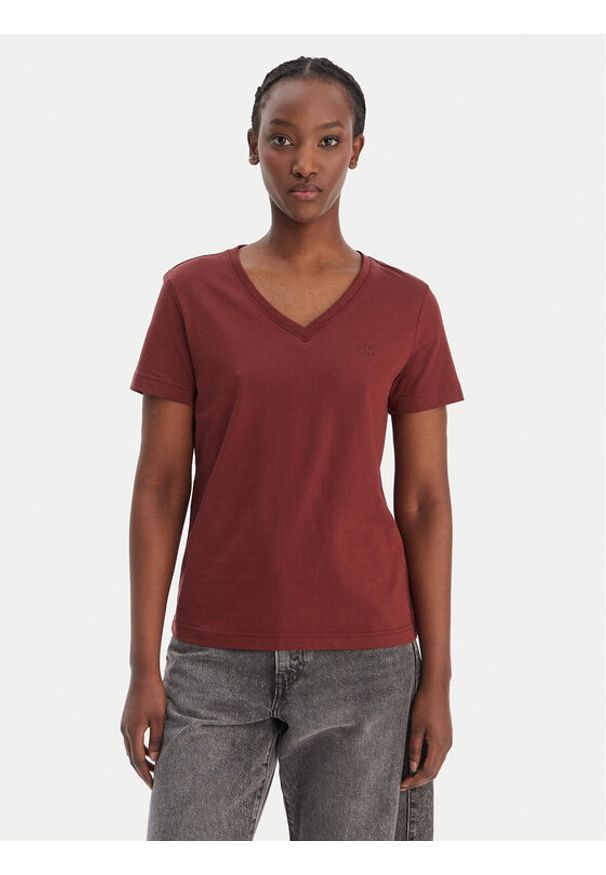 Calvin Klein Jeans T-Shirt LV047B205G Brązowy Relaxed Fit. Kolor: brązowy. Materiał: bawełna