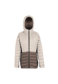 Regatta - Kurtka damska hybrydowa z kapturem Leedre. Typ kołnierza: kaptur. Kolor: brązowy. Materiał: puch, syntetyk. Sport: turystyka piesza #1