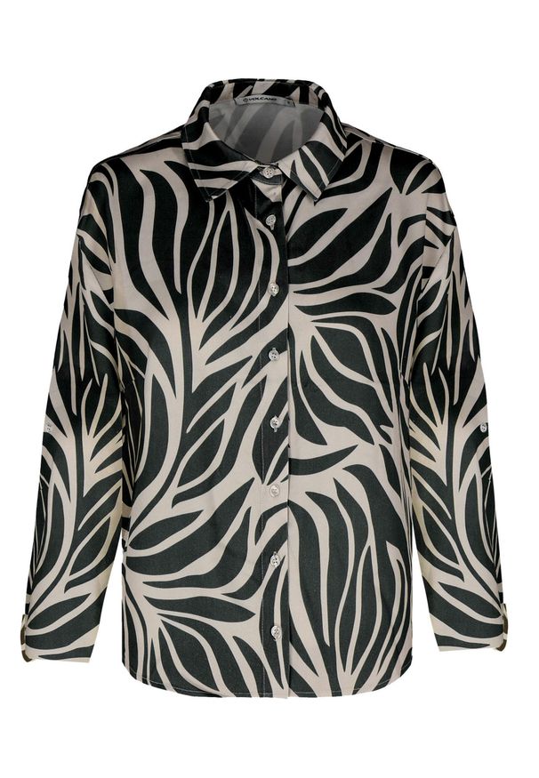 Volcano - Koszula z wzorem K-LOST. Kolor: czarny. Materiał: wiskoza, materiał. Długość rękawa: długi rękaw. Długość: długie. Sezon: wiosna, lato. Styl: klasyczny