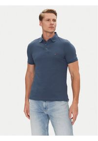 TOMMY HILFIGER - Tommy Hilfiger Polo 1985 MW0MW17771 Niebieski Slim Fit. Typ kołnierza: polo. Kolor: niebieski. Materiał: bawełna