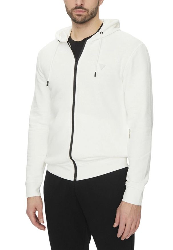 Guess - GUESS Biała męska bluza Aldwin, Rozmiar XXL. Kolor: biały. Materiał: poliester, bawełna. Długość rękawa: długi rękaw. Długość: długie. Sezon: zima, jesień