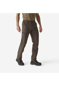 SOLOGNAC - Spodnie Solognac Steppe 300 wytrzymałe. Kolor: brązowy. Materiał: bawełna, poliester, materiał