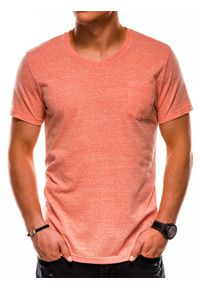 Ombre Clothing - T-shirt męski bez nadruku BASIC S1045 - pomarańczowy - XXL. Kolor: pomarańczowy. Materiał: bawełna, wiskoza, poliester