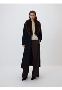 Reserved - Płaszcz z dodatkiem wełny - czarny. Kolor: czarny. Materiał: wełna #1