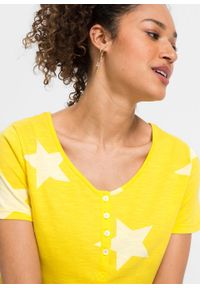 T-shirt w gwiazdy bonprix żółty kukurydziany - biały. Kolor: żółty #6