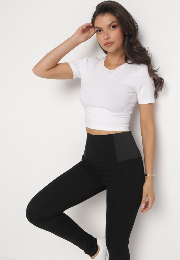 Born2be - Czarne Legginsy z Szeroką Wysoką Talią Patriotti. Okazja: na co dzień. Kolor: czarny. Styl: casual, klasyczny, elegancki, wizytowy