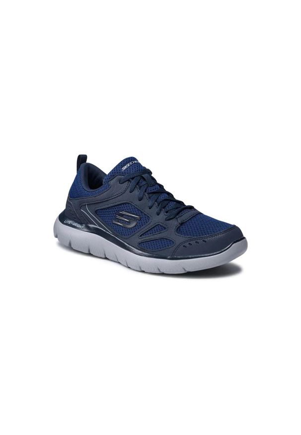 skechers - Buty do chodzenia męskie Skechers Summits. Zapięcie: sznurówki. Kolor: szary, niebieski, wielokolorowy, brązowy. Materiał: materiał, syntetyk, tkanina. Szerokość cholewki: normalna. Sport: turystyka piesza