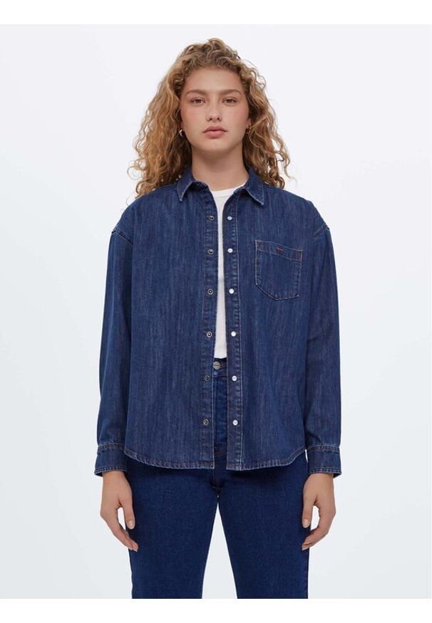 Americanos Koszula jeansowa Unisex Michigan Granatowy Oversize. Kolor: niebieski. Materiał: bawełna