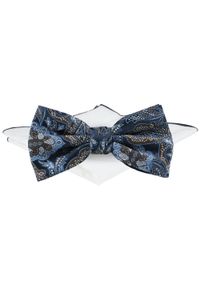 Męska Mucha w Komplecie z Poszetką - Chattier - Granat, Wzór Orientalny. Kolor: niebieski. Styl: sportowy, elegancki #1