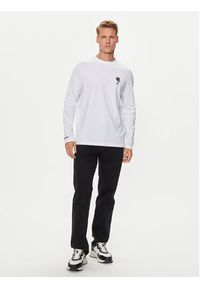 Karl Lagerfeld - KARL LAGERFELD Longsleeve 755405 543221 Biały Slim Fit. Typ kołnierza: dekolt w karo. Kolor: biały. Materiał: bawełna. Długość rękawa: długi rękaw