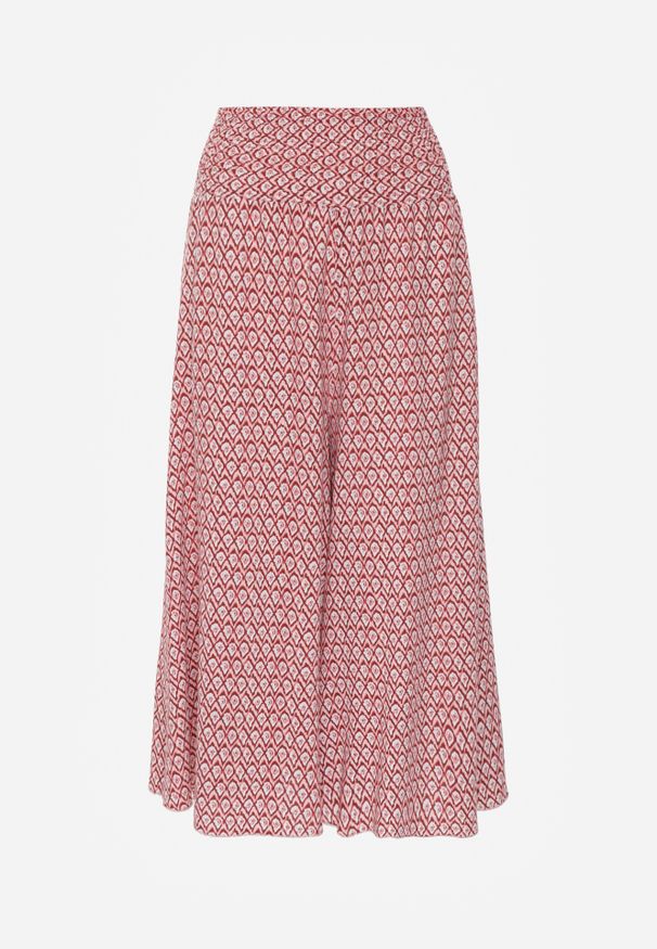 Renee - Różowo-Czerwone Szerokie Spodnie z Wiskozy z Marszczoną Gumką w Talii Mellody. Kolor: różowy. Materiał: wiskoza. Styl: boho