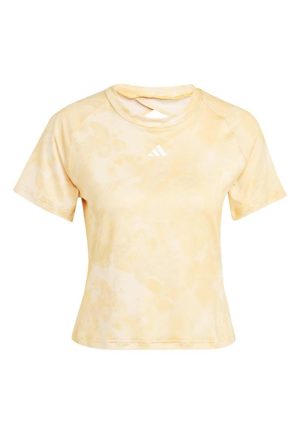 Adidas - Koszulka Train Essentials AOP Flower Tie-Dye. Kolor: żółty, wielokolorowy, beżowy. Materiał: materiał