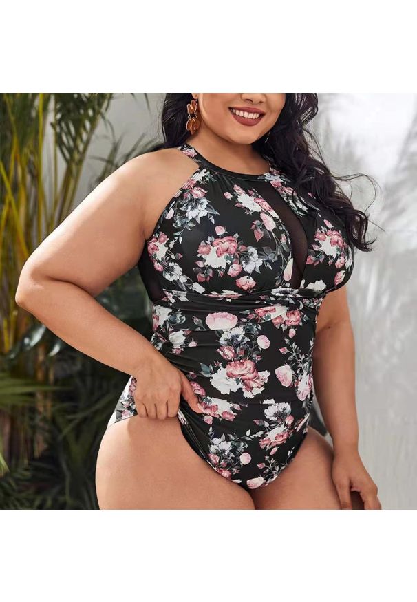 Intica - Strój kąpielowy jednoczęściowy z ozdobnymi wstawkami na plażę i basen Kya. Kolor: wielokolorowy. Materiał: materiał