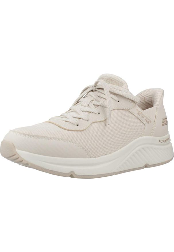 skechers - Kapcie SKECHERS BOBS ARCH COMFORT B Beżowy. Kolor: beżowy. Materiał: syntetyk, tkanina. Styl: sportowy