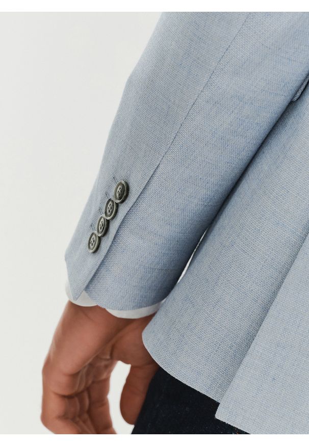 Pako Lorente - PAKO LORENTE – Niebieska marynarka męska. Okazja: na co dzień. Kolor: niebieski. Materiał: jeans. Wzór: gładki. Styl: casual, sportowy