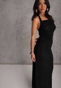 Renee - Czarny Letni Komplet z Dodatkiem Wiskozy Wiązany Top Typu Halter i Spónica Eimios. Kolor: czarny. Materiał: wiskoza #8