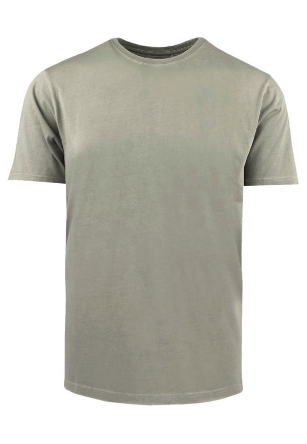 Męski T-Shirt -Brave Soul- Delikatny Efekt Sprania Tkaniny - Szałwiowy. Okazja: na co dzień. Materiał: bawełna. Sezon: lato, wiosna. Styl: casual