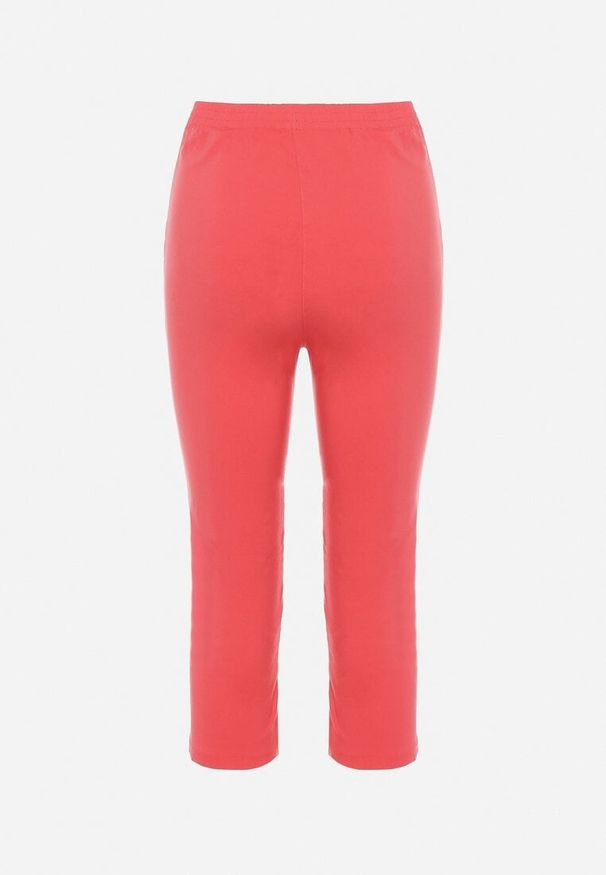 Born2be - Różowe Spodnie 3/4 z Elastyczną Gumką w Pasie i Suwakami Leazira. Okazja: na co dzień. Kolor: różowy. Styl: elegancki, casual