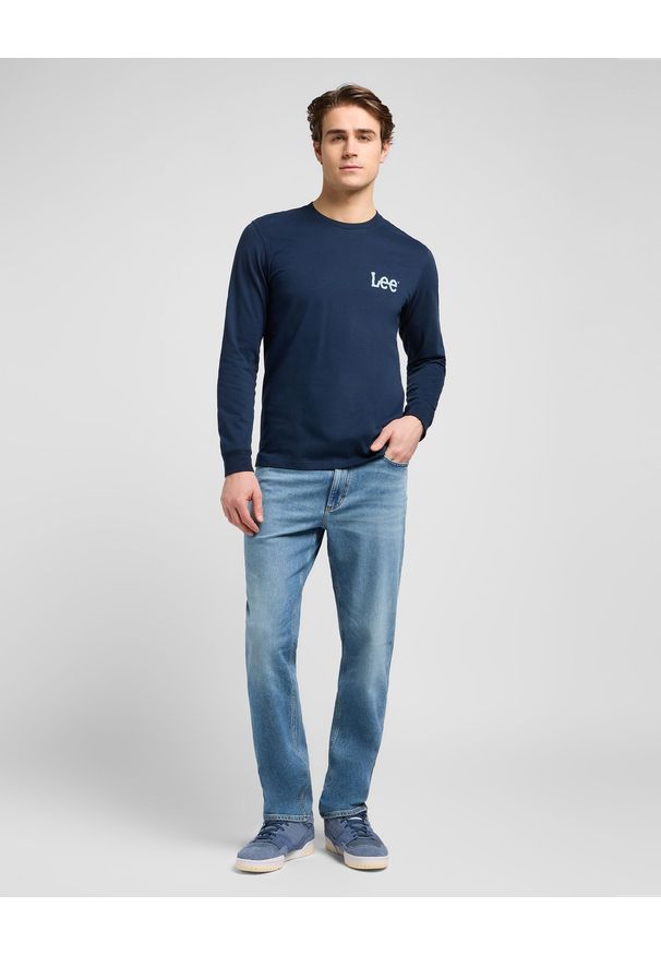 Lee - MESKA KOSZULKA LEE LS WOBBLY LEE TEE RIVET NAVY 112372359