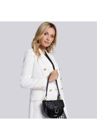 Wittchen - Damska torebka mała z motywem skóry gada. Kolor: czarny. Wzór: paski, aplikacja. Dodatki: z breloczkiem. Materiał: skórzane. Rodzaj torebki: do ręki #5