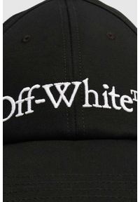 OFF-WHITE Czarna czapka z daszkiem z haftowanym dużym logo, Rozmiar M. Kolor: czarny. Wzór: haft #3