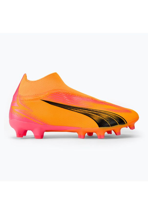 Puma - Buty piłkarskie PUMA Ultra Match+ LL Fg/Ag sunset glow/pumasun stream. Zapięcie: bez zapięcia. Kolor: pomarańczowy. Materiał: syntetyk, materiał. Szerokość cholewki: normalna. Sport: piłka nożna
